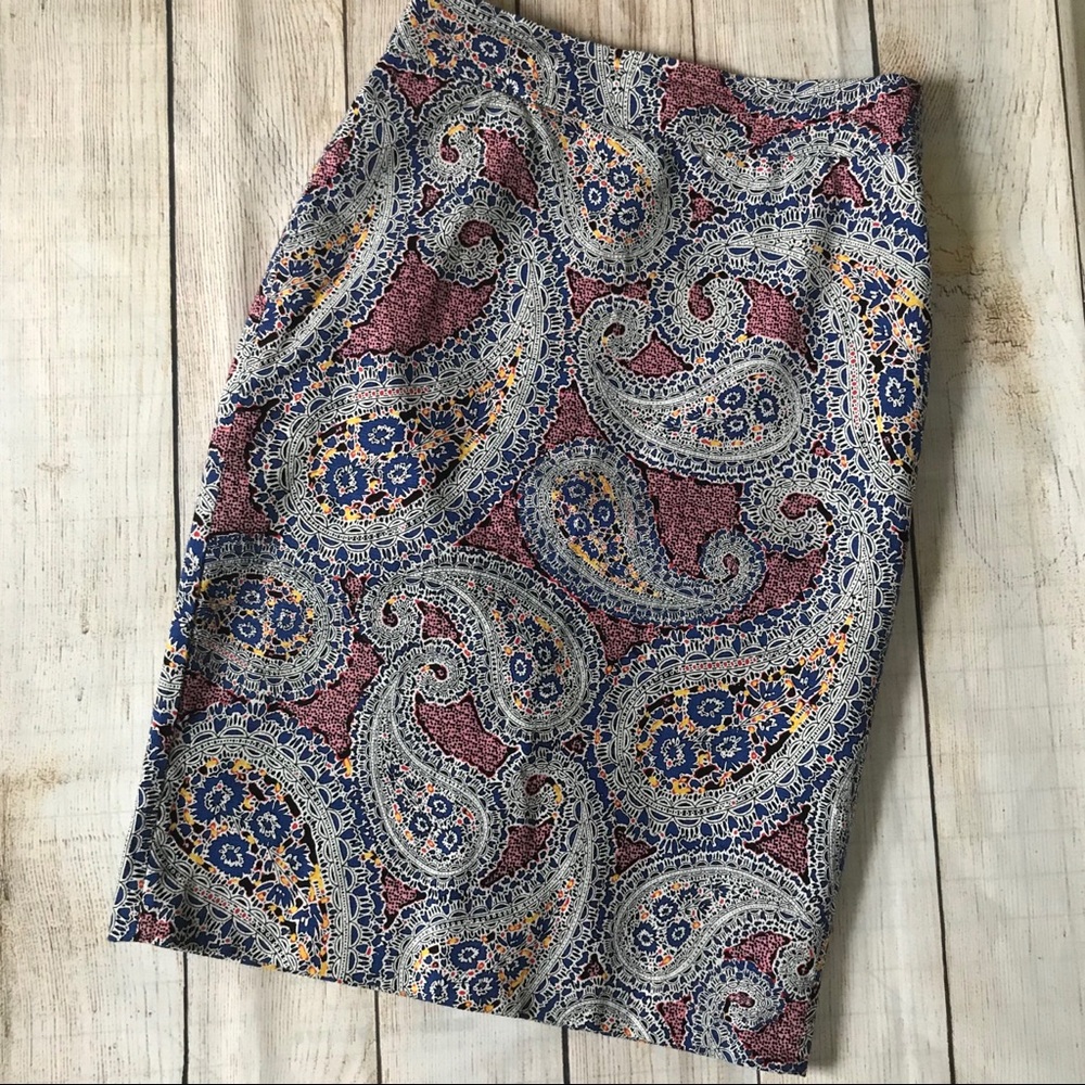 J Crew No 2 Pencil Skirt - Size 0 Paisley NWOT